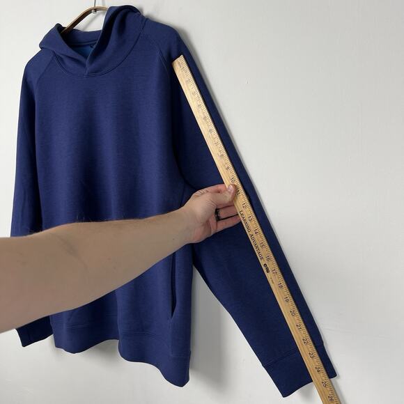 UNIQLO Men’s Size Large Sweat Oversized Baggy Pull Over Blue Hoodie Polyester - Picture 6 of 7